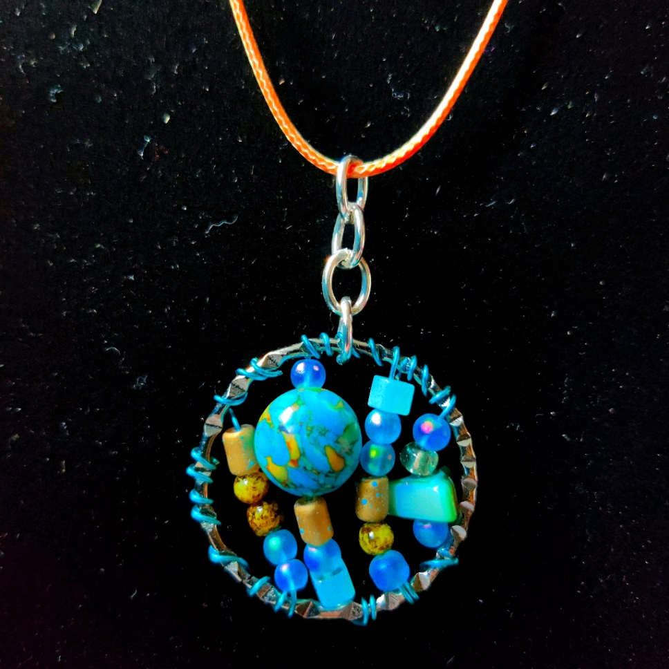Handmadeturquoise And Bead Necklace